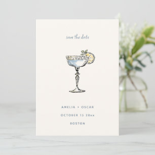 Leuke Margarita Cocktail Tekening Blauwe Bruiloft Save The Date