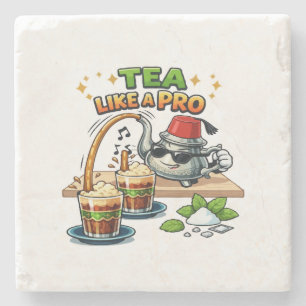 Leuke Marokkaanse Munt Thee Cartoon - Thee Drinken Stenen Onderzetter