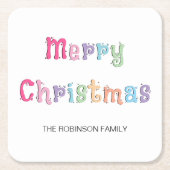 Leuke meerkleurige vrolijke kerst kartonnen onderzetters (Voorkant)