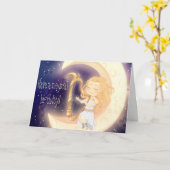 Leuke meisje Chibi het spelen harp op de Kaart (Gele Bloem)