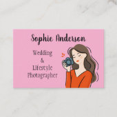 Leuke meisje fotograaf getekend met verf bedrijf visitekaartje (Voorkant)