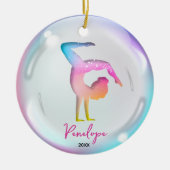 Leuke Meisje Gymnast Spelers Kleurrijke Gepersonal Keramisch Ornament (Voorkant)