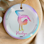 Leuke Meisje Gymnast Spelers Kleurrijke Gepersonal Keramisch Ornament