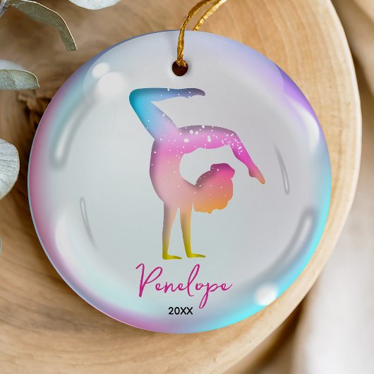 Leuke Meisje Gymnast Spelers Kleurrijke Gepersonal Keramisch Ornament