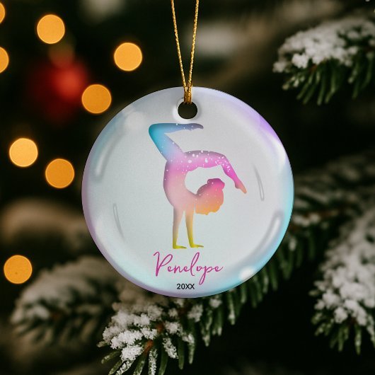Leuke Meisje Gymnast Spelers Kleurrijke Gepersonal Keramisch Ornament