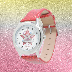 leuke meisjes fantasie unicorn voegt naam toe horloge