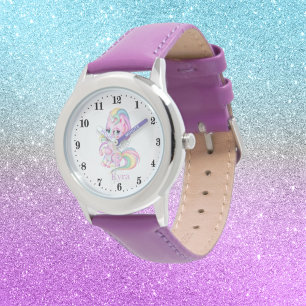 leuke meisjes fantasie unicorn voegt naam toe horloge