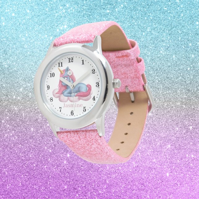 leuke meisjes fantasie unicorn voegt naam toe horloge (Creator heeft geüpload)