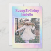 Leuke Meisjes Foto Regenboog Pastel Custom Verjaar Kaart (Voorkant)