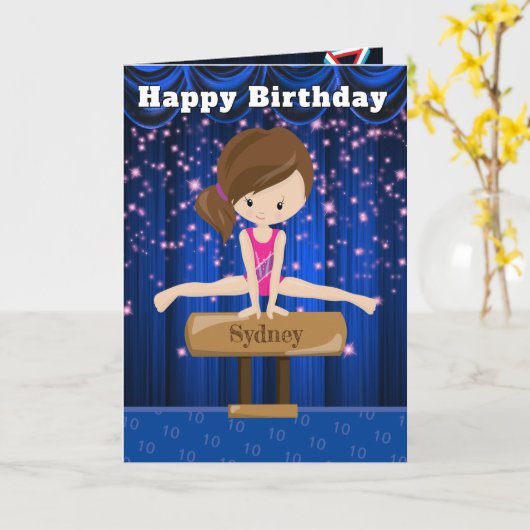 Leuke meisjes gymnastiek geheim bericht Gelukkige Kaart (Gele Bloem)