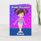 Leuke Meisjes Gymnastiek Kleurplaat Happy Birthday Kaart (Voorkant)