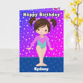Leuke Meisjes Gymnastiek Kleurplaat Happy Birthday Kaart (Gele Bloem)