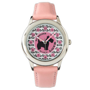 Leuke Meisjes Hondenpoot Schnauzer Kinder Personal Horloge