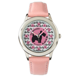 Leuke Meisjes Hondenpoot Schnauzer Kinder Personal Horloge