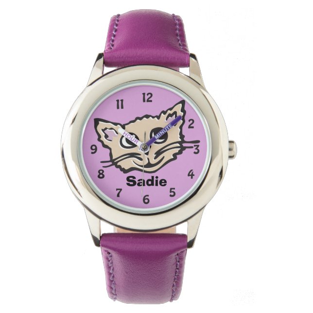 Leuke meisjes kat / kitten graphic genaamd polshor horloge (Voorkant)