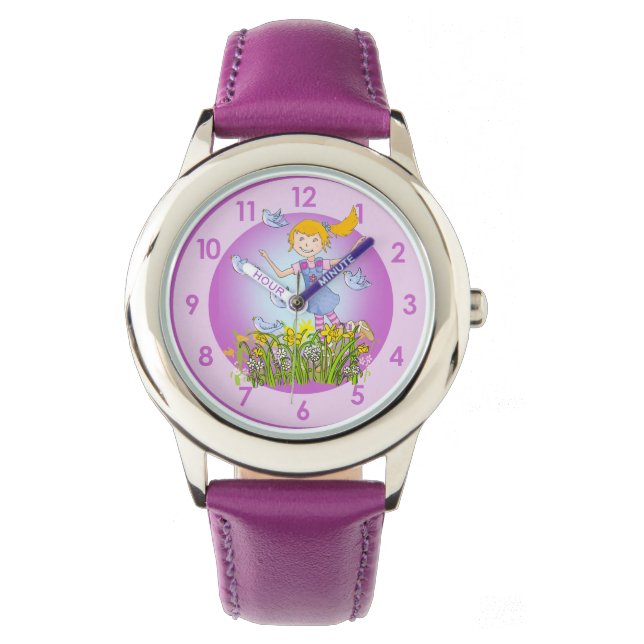 Leuke meisjes lente vogels polshorloge horloge (Voorkant)