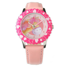 Leuke meisjes pony art roze polshorloge horloge