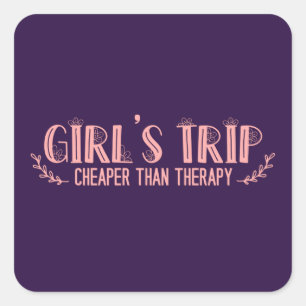 Leuke meisjes reis goedkoper dan therapie vierkante sticker