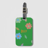 Leuke meisjes retro bloem bagagelabel (Voorkant (verticaal))
