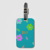 Leuke meisjes retro bloem bagagelabel (Voorkant (verticaal))