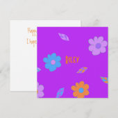 Leuke meisjes retro bloem feestdagenkaart (Voorkant / Achterkant)