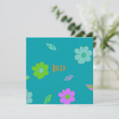 Leuke meisjes retro bloem feestdagenkaart (Staand voorkant)