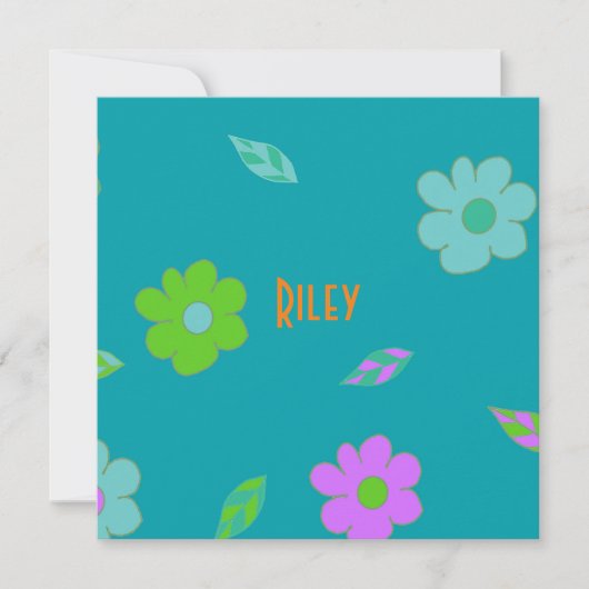 Leuke meisjes retro bloem feestdagenkaart (Voorkant)