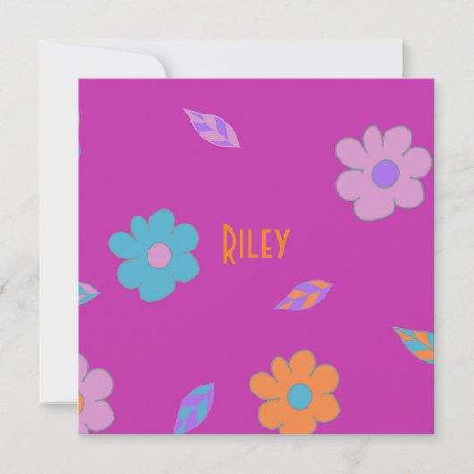 Leuke meisjes retro bloem feestdagenkaart (Voorkant)