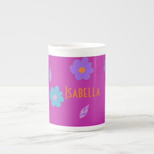 Leuke meisjes retro bloem porselein kop (Voorkant)