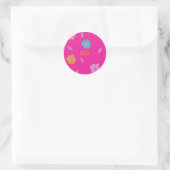 Leuke meisjes retro bloem ronde sticker (Tas)