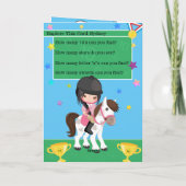 Leuke Meisjes Ruitersport Kleurplaat Verjaardag Kaart (Achterkant)