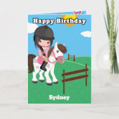 Leuke Meisjes Ruitersport Kleurplaat Verjaardag Kaart (Voorkant)