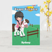 Leuke Meisjes Ruitersport Kleurplaat Verjaardag Kaart (Gele Bloem)