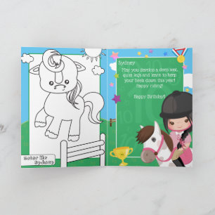 Leuke Meisjes Ruitersport Kleurplaat Verjaardag Kaart