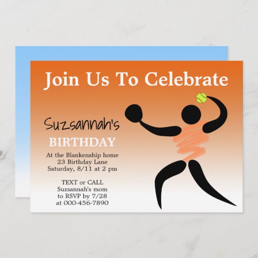 Leuke Meisjes Softball Custom Verjaardagsfeest Kaart (Voorkant / Achterkant)