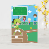 Leuke Meisjes Softball Woord Zoeken Gelukkige Verj Kaart (Gele Bloem)