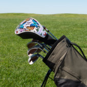 Leuke meisjes vlinder patroon grillige blauwe naam golfheadcover (Insitu)