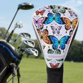 Leuke meisjes vlinder patroon grillige blauwe naam golfheadcover