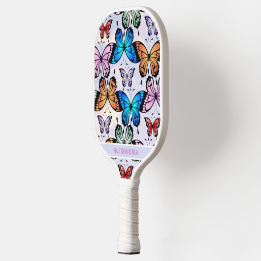 Leuke meisjes vlinder patroon grillige blauwe naam pickleball paddle (Links)