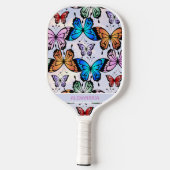 Leuke meisjes vlinder patroon grillige blauwe naam pickleball paddle (Achterkant)