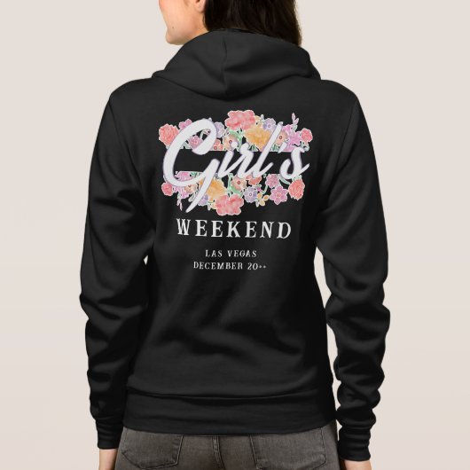 Leuke meisjes weekend avondje uit met scripttekst hoodie (Achterkant)