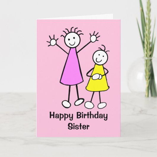 Leuke meisjes zuster Happy Birthday Kaart (Voorkant)