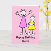 Leuke meisjes zuster Happy Birthday Kaart (Gele Bloem)