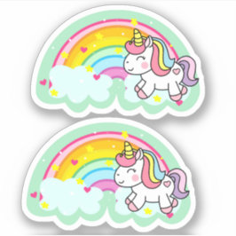 Leuke Meisjesachtige Cute Leuke Regenboog Eenhoorn Sticker