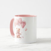 Leuke meisjesachtige kleine teddybeer met ballonne mok (Voorkant links)