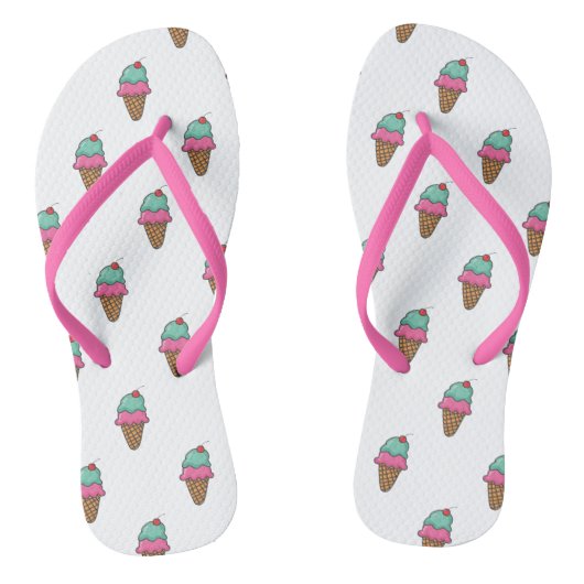 Leuke Meisjesachtige Kleurrijke IJshoorntjes Teenslippers (Voetbed)