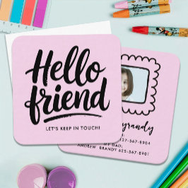 Leuke Meisjesachtige Pastel Roze Vriendin Playdate Vierkante Visitekaartje
