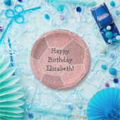 Leuke meisjesachtige roze voetbal verjaardagsfeest papieren bordje (Feest)