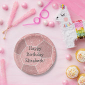 Leuke meisjesachtige roze voetbal verjaardagsfeest papieren bordje (Feest)