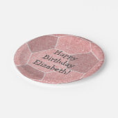 Leuke meisjesachtige roze voetbal verjaardagsfeest papieren bordje (Gekanteld)